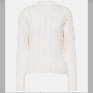 Vince Crew Neck Ivory Wool/Cashmere Cable Knit Sweater XL